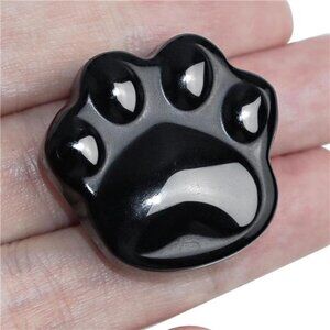 Black Obsidian Cat Crystals Healing Stones, Natural Worry Stone for Anxiety